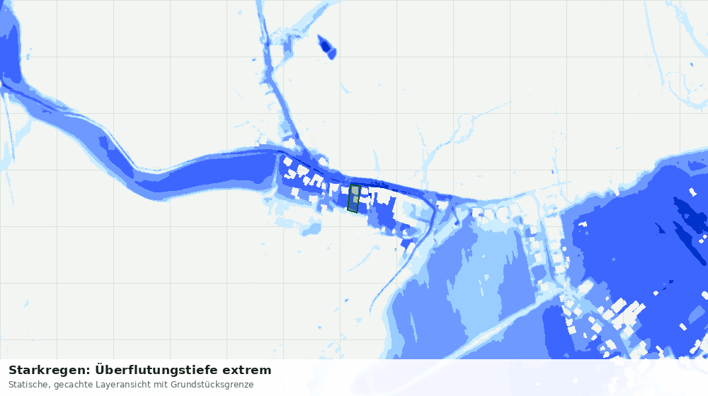 Statische Kartenansicht: Starkregen: Überflutungstiefe extrem