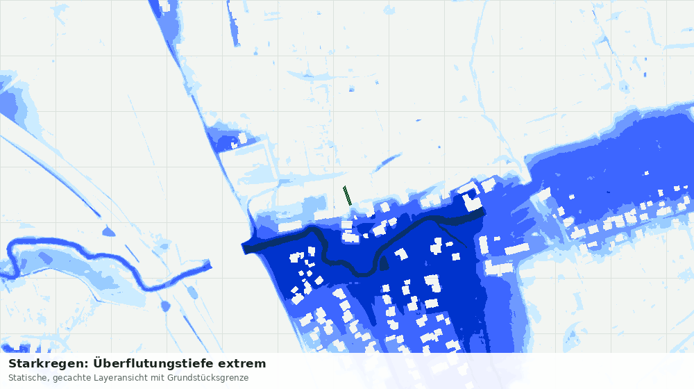 Statische Kartenansicht: Starkregen: Überflutungstiefe extrem