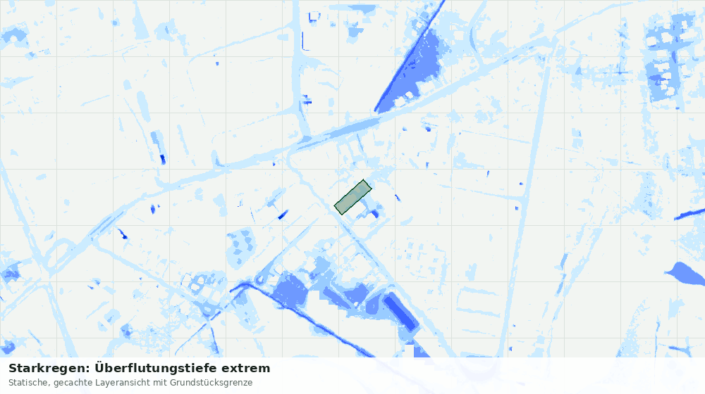 Statische Kartenansicht: Starkregen: Überflutungstiefe extrem