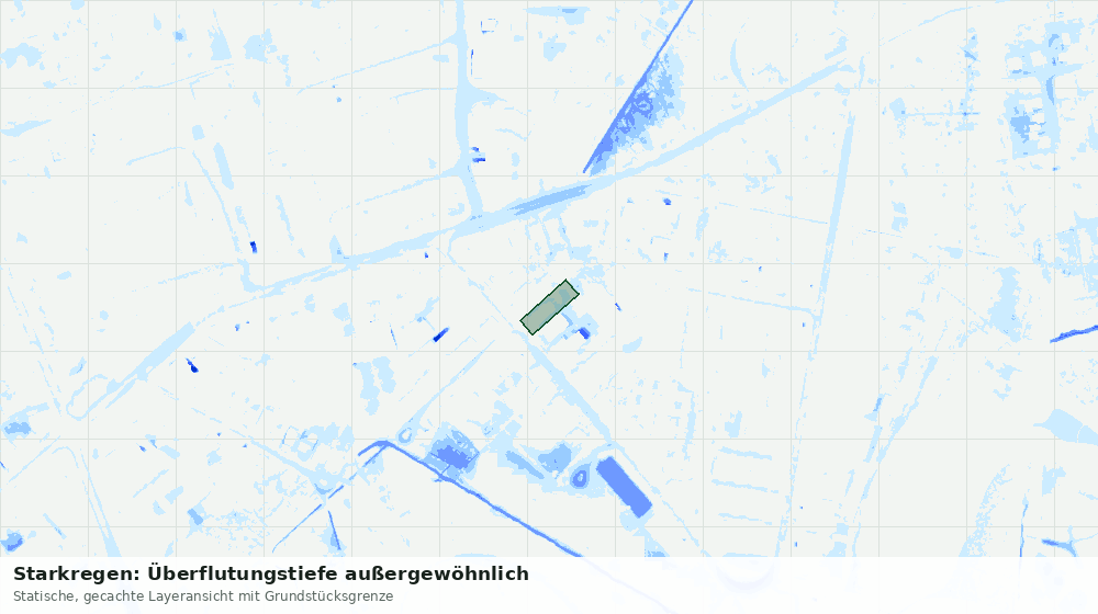 Statische Kartenansicht: Starkregen: Überflutungstiefe außergewöhnlich