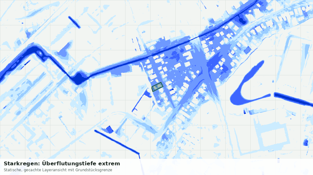 Statische Kartenansicht: Starkregen: Überflutungstiefe extrem