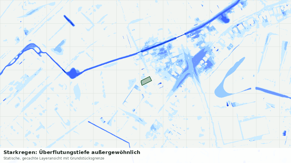 Statische Kartenansicht: Starkregen: Überflutungstiefe außergewöhnlich