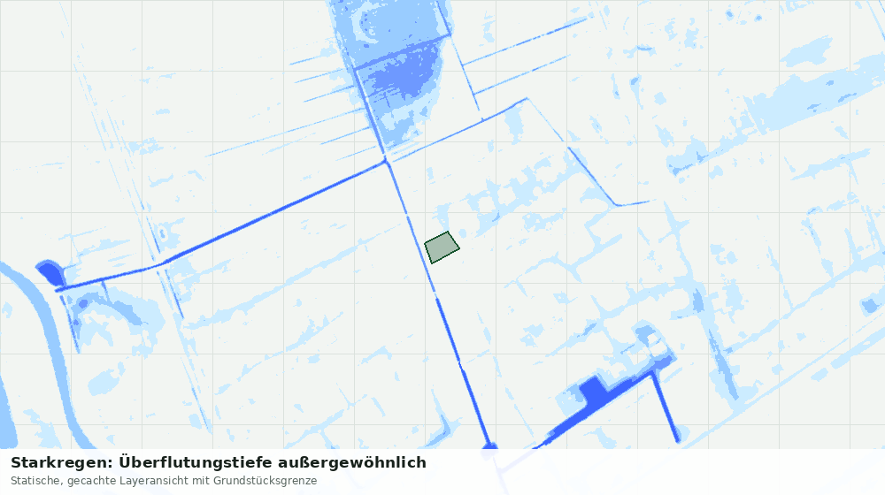 Statische Kartenansicht: Starkregen: Überflutungstiefe außergewöhnlich