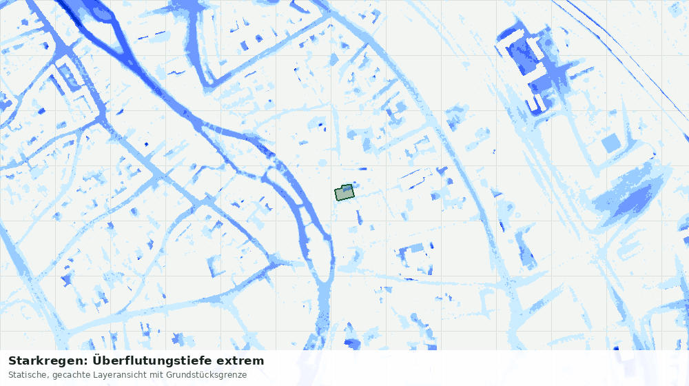 Statische Kartenansicht: Starkregen: Überflutungstiefe extrem