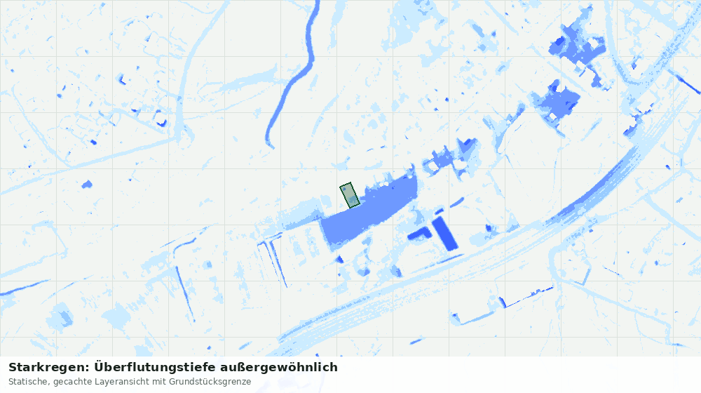 Statische Kartenansicht: Starkregen: Überflutungstiefe außergewöhnlich