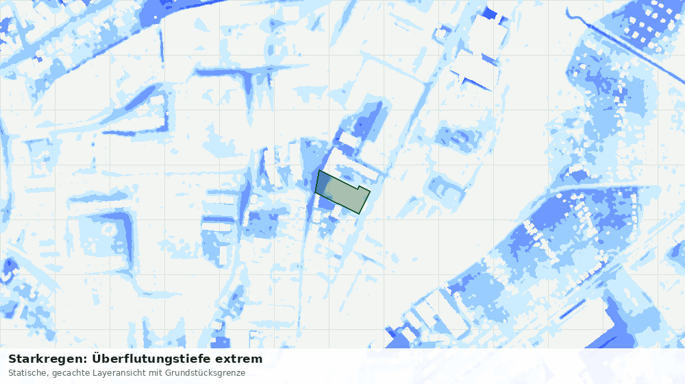 Statische Kartenansicht: Starkregen: Überflutungstiefe extrem