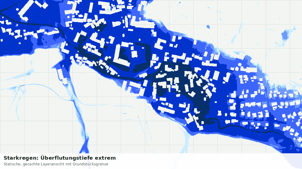 Statische Kartenansicht: Starkregen: Überflutungstiefe extrem
