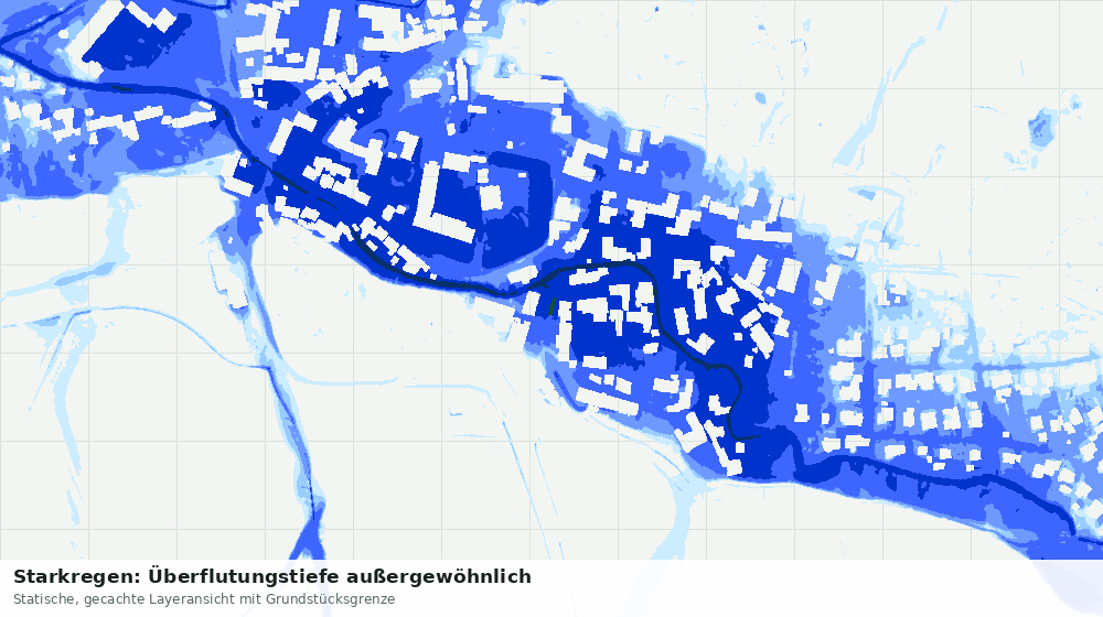 Statische Kartenansicht: Starkregen: Überflutungstiefe außergewöhnlich