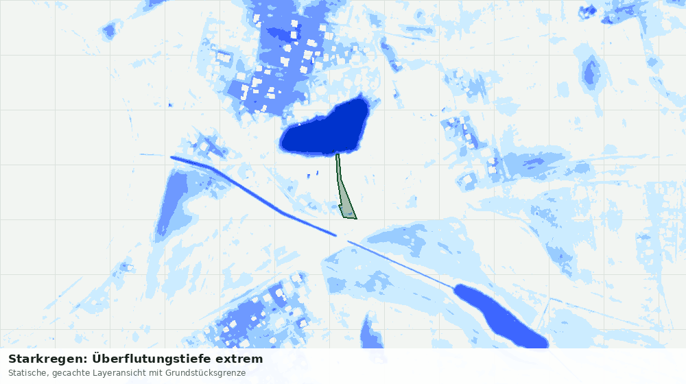 Statische Kartenansicht: Starkregen: Überflutungstiefe extrem