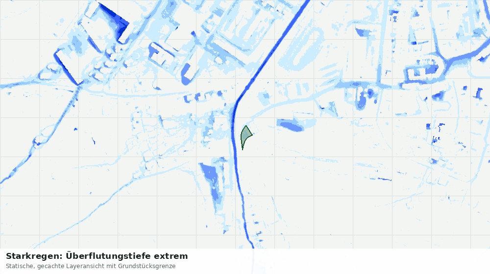 Statische Kartenansicht: Starkregen: Überflutungstiefe extrem