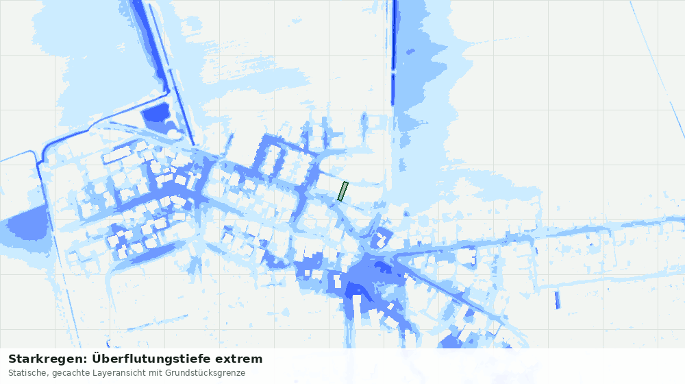 Statische Kartenansicht: Starkregen: Überflutungstiefe extrem