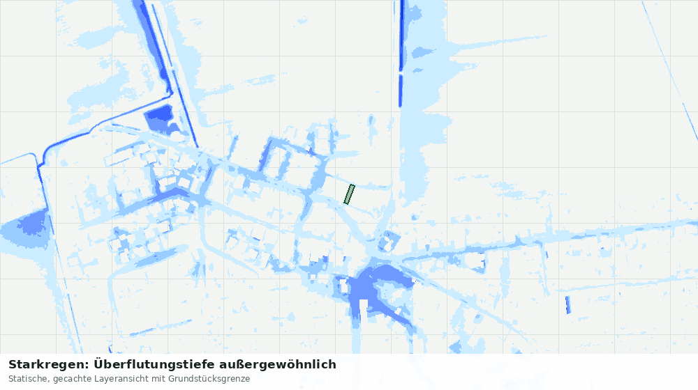 Statische Kartenansicht: Starkregen: Überflutungstiefe außergewöhnlich