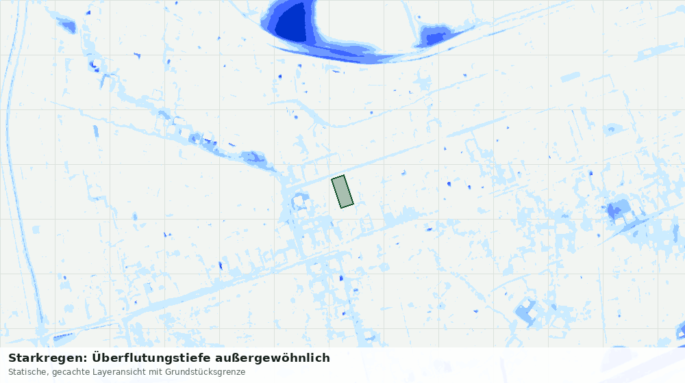 Statische Kartenansicht: Starkregen: Überflutungstiefe außergewöhnlich