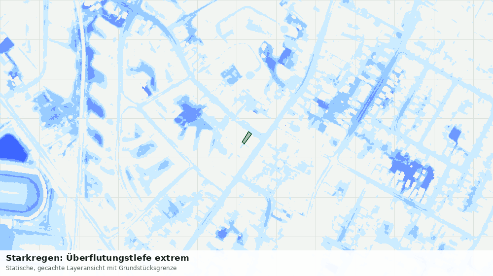 Statische Kartenansicht: Starkregen: Überflutungstiefe extrem
