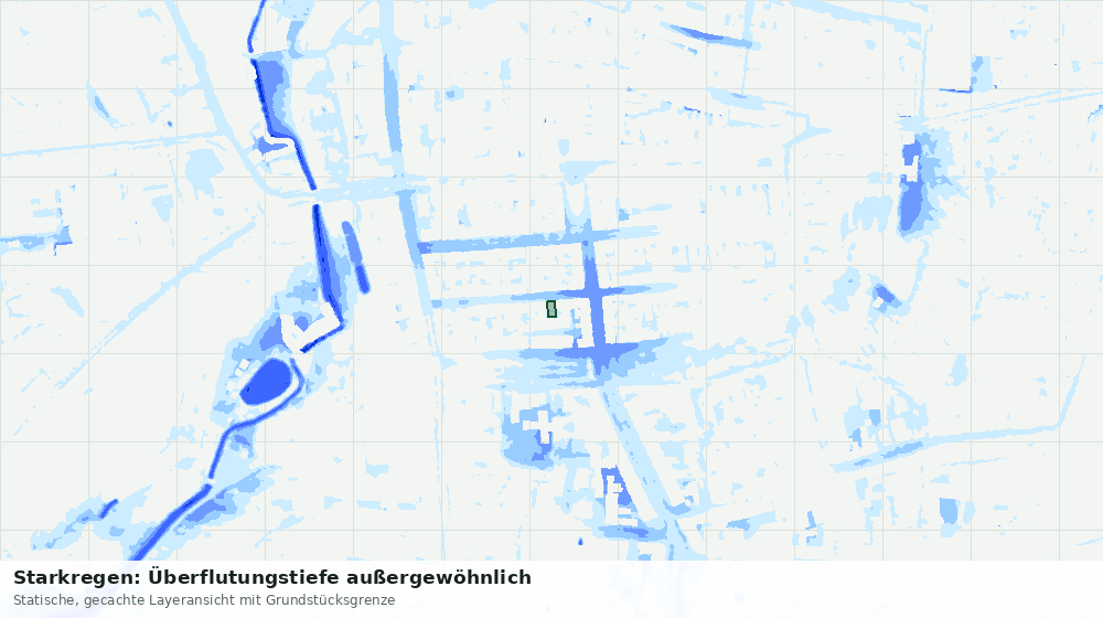 Statische Kartenansicht: Starkregen: Überflutungstiefe außergewöhnlich