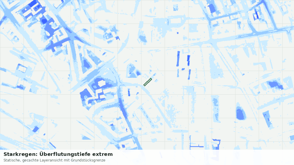 Statische Kartenansicht: Starkregen: Überflutungstiefe extrem