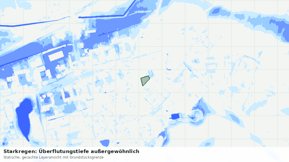 Statische Kartenansicht: Starkregen: Überflutungstiefe außergewöhnlich