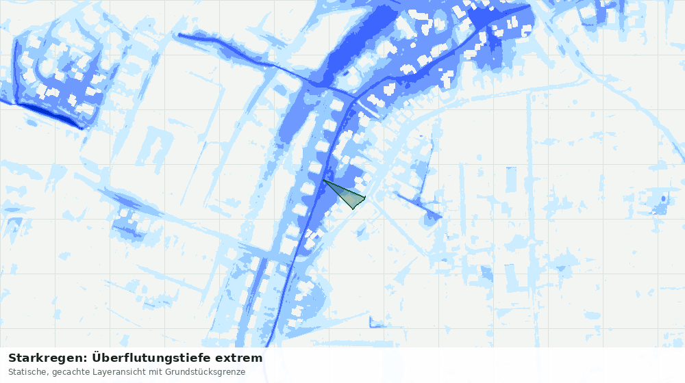 Statische Kartenansicht: Starkregen: Überflutungstiefe extrem
