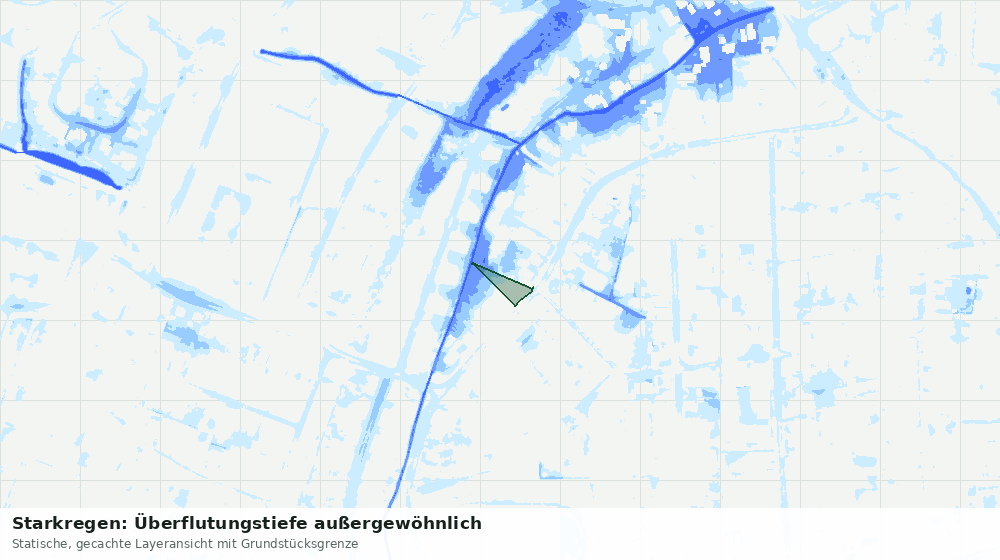 Statische Kartenansicht: Starkregen: Überflutungstiefe außergewöhnlich