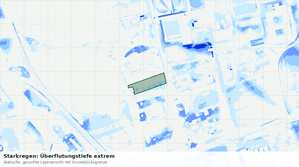 Statische Kartenansicht: Starkregen: Überflutungstiefe extrem