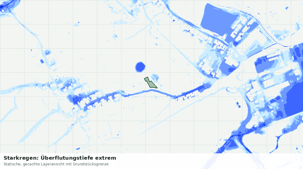 Statische Kartenansicht: Starkregen: Überflutungstiefe extrem