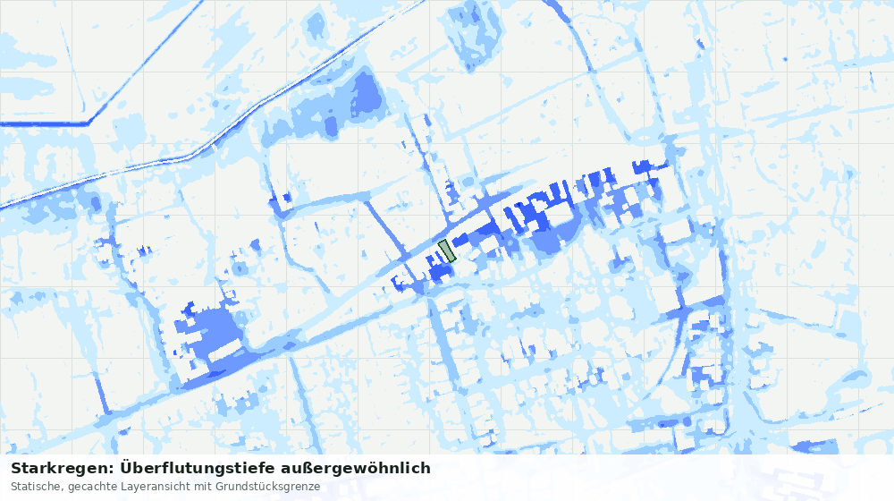 Statische Kartenansicht: Starkregen: Überflutungstiefe außergewöhnlich