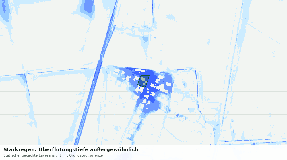 Statische Kartenansicht: Starkregen: Überflutungstiefe außergewöhnlich