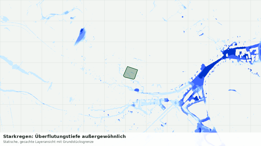 Statische Kartenansicht: Starkregen: Überflutungstiefe außergewöhnlich