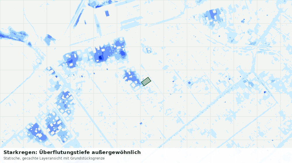 Statische Kartenansicht: Starkregen: Überflutungstiefe außergewöhnlich