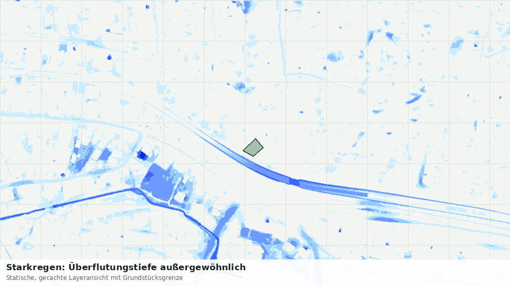 Statische Kartenansicht: Starkregen: Überflutungstiefe außergewöhnlich
