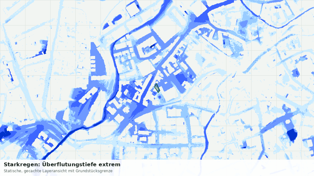 Statische Kartenansicht: Starkregen: Überflutungstiefe extrem