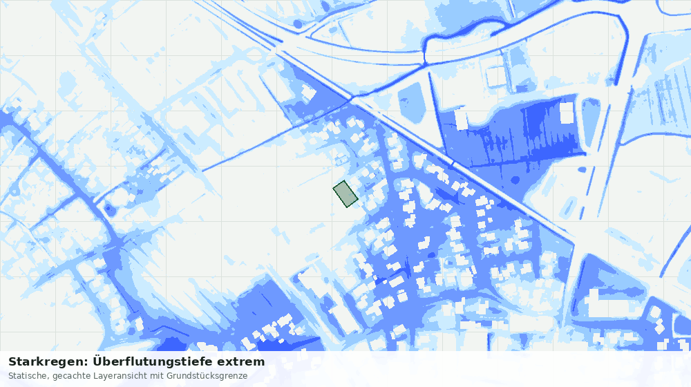 Statische Kartenansicht: Starkregen: Überflutungstiefe extrem