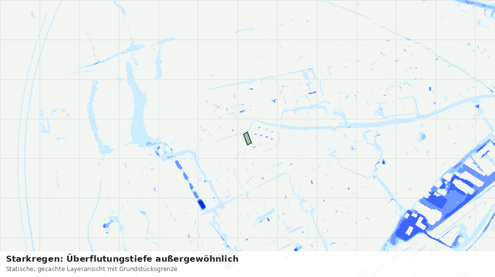 Statische Kartenansicht: Starkregen: Überflutungstiefe außergewöhnlich