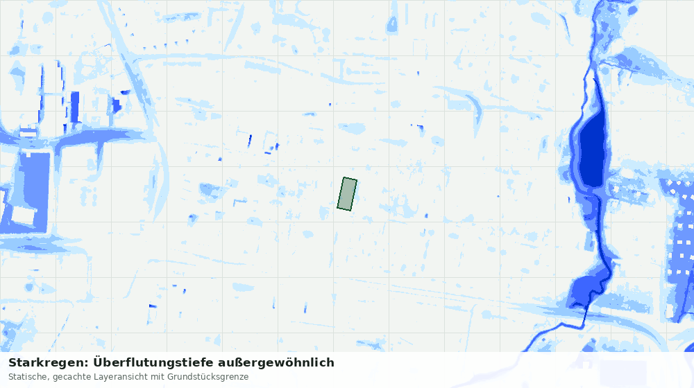 Statische Kartenansicht: Starkregen: Überflutungstiefe außergewöhnlich