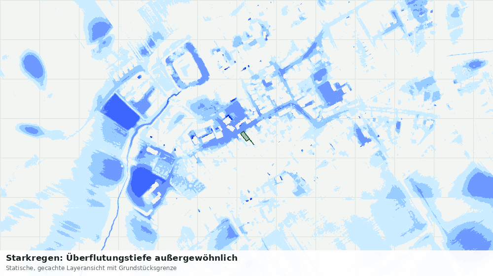 Statische Kartenansicht: Starkregen: Überflutungstiefe außergewöhnlich