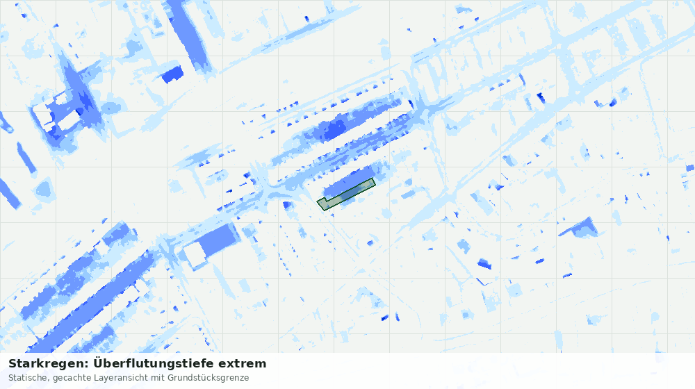 Statische Kartenansicht: Starkregen: Überflutungstiefe extrem