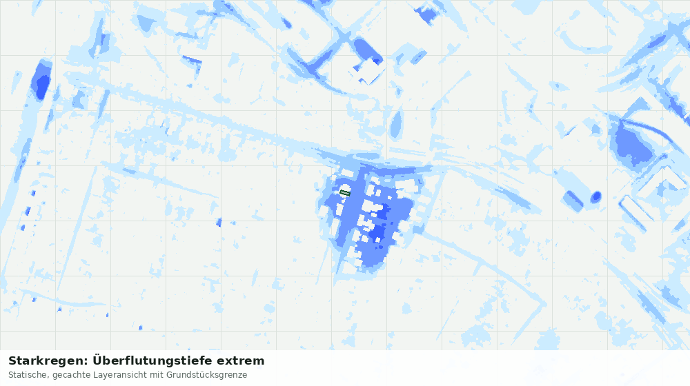 Statische Kartenansicht: Starkregen: Überflutungstiefe extrem