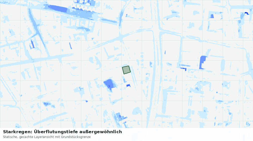 Statische Kartenansicht: Starkregen: Überflutungstiefe außergewöhnlich