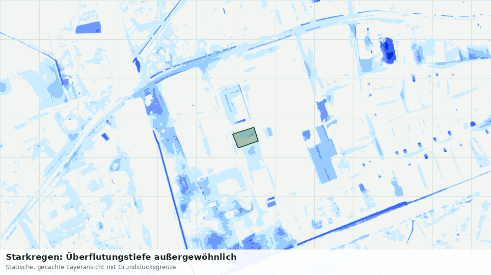 Statische Kartenansicht: Starkregen: Überflutungstiefe außergewöhnlich
