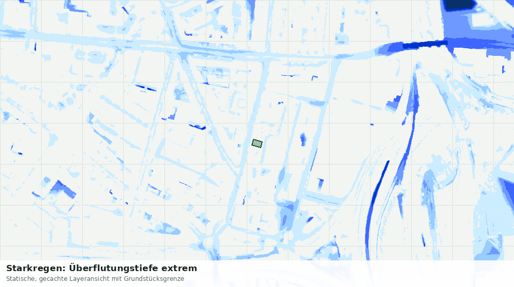 Statische Kartenansicht: Starkregen: Überflutungstiefe extrem