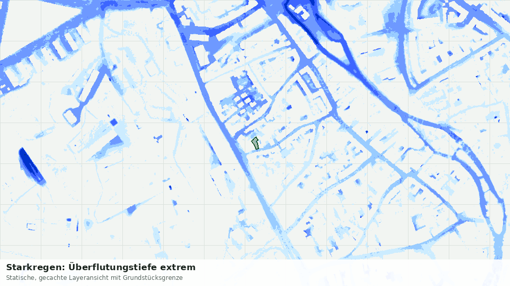 Statische Kartenansicht: Starkregen: Überflutungstiefe extrem