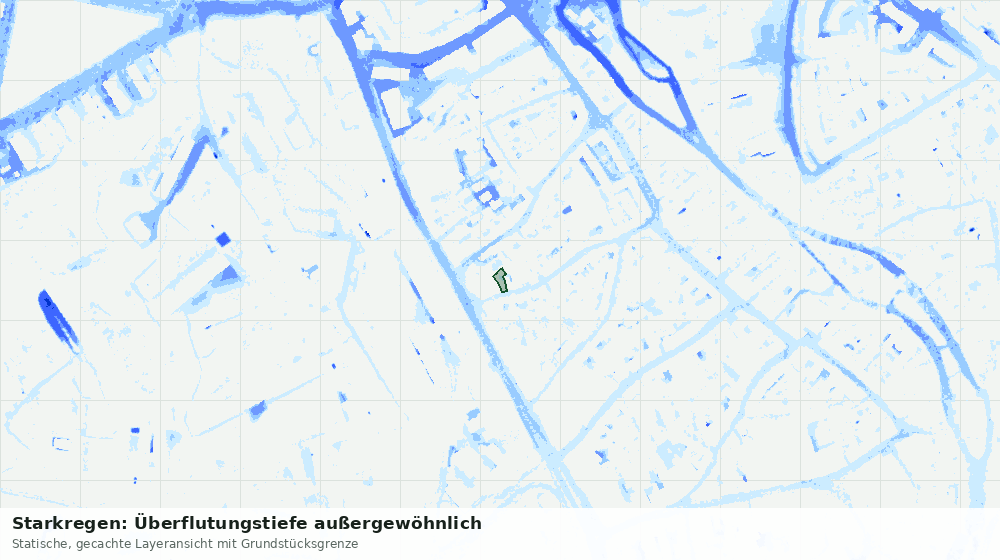 Statische Kartenansicht: Starkregen: Überflutungstiefe außergewöhnlich