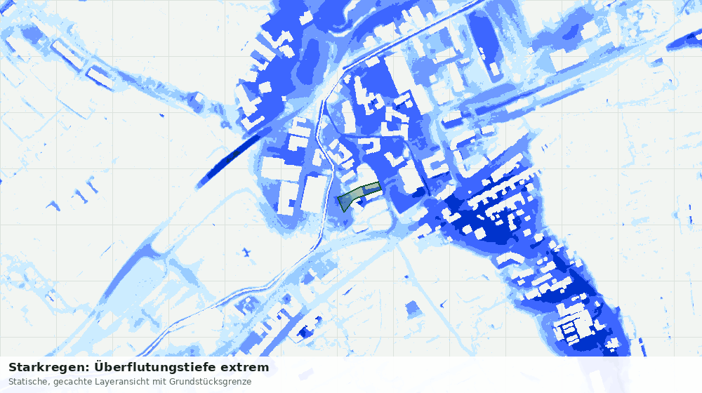 Statische Kartenansicht: Starkregen: Überflutungstiefe extrem