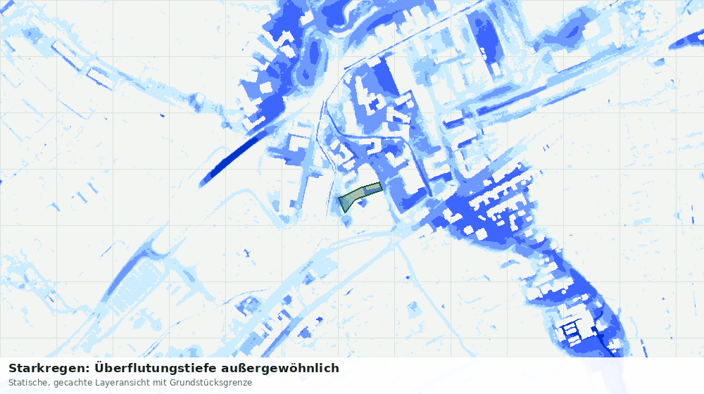 Statische Kartenansicht: Starkregen: Überflutungstiefe außergewöhnlich