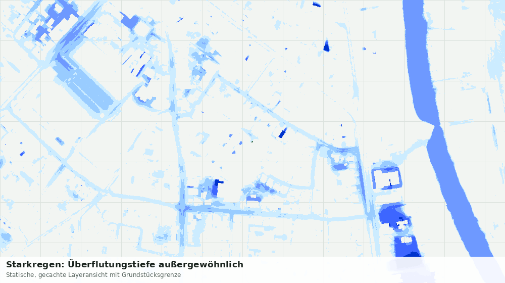 Statische Kartenansicht: Starkregen: Überflutungstiefe außergewöhnlich