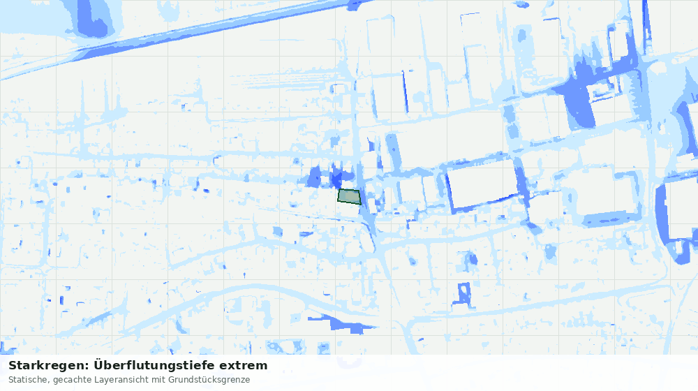 Statische Kartenansicht: Starkregen: Überflutungstiefe extrem