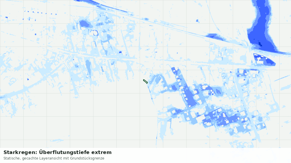 Statische Kartenansicht: Starkregen: Überflutungstiefe extrem