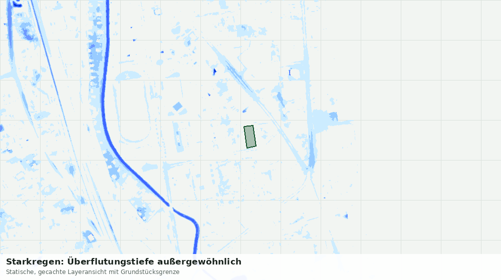 Statische Kartenansicht: Starkregen: Überflutungstiefe außergewöhnlich
