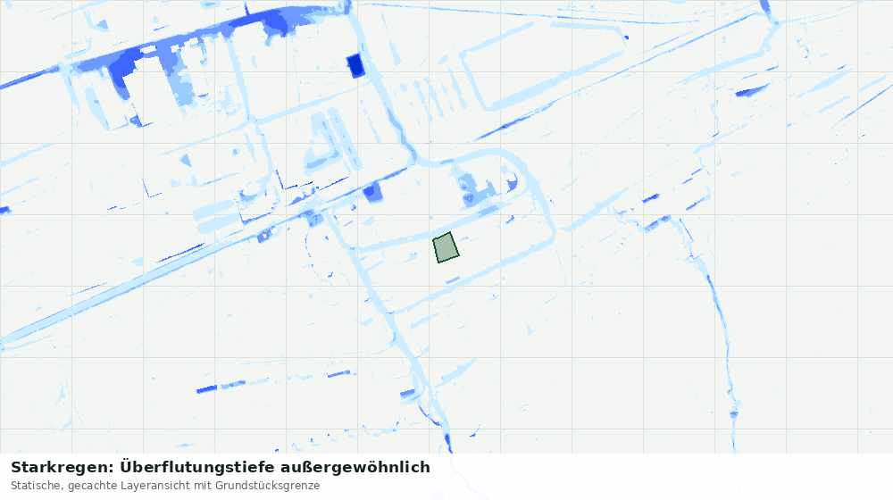 Statische Kartenansicht: Starkregen: Überflutungstiefe außergewöhnlich