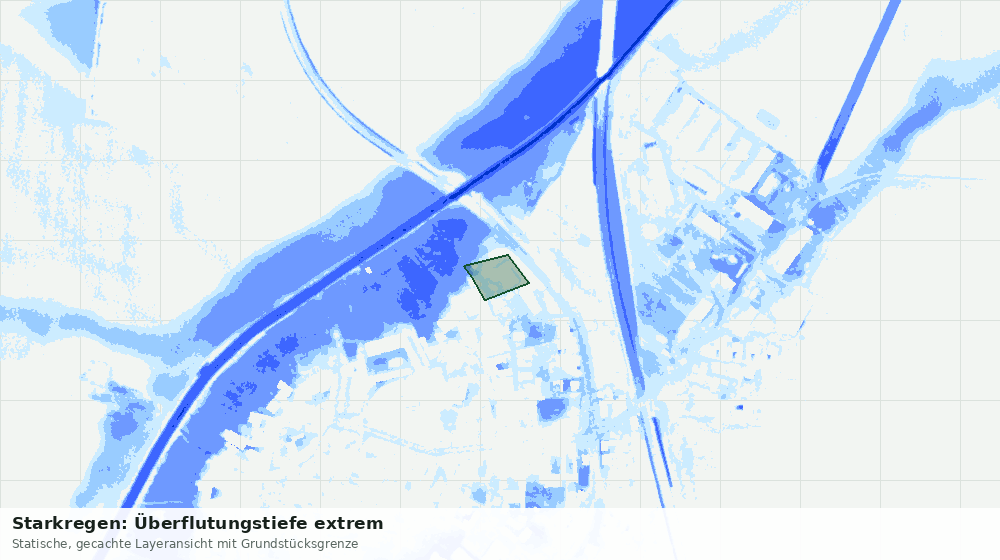 Statische Kartenansicht: Starkregen: Überflutungstiefe extrem